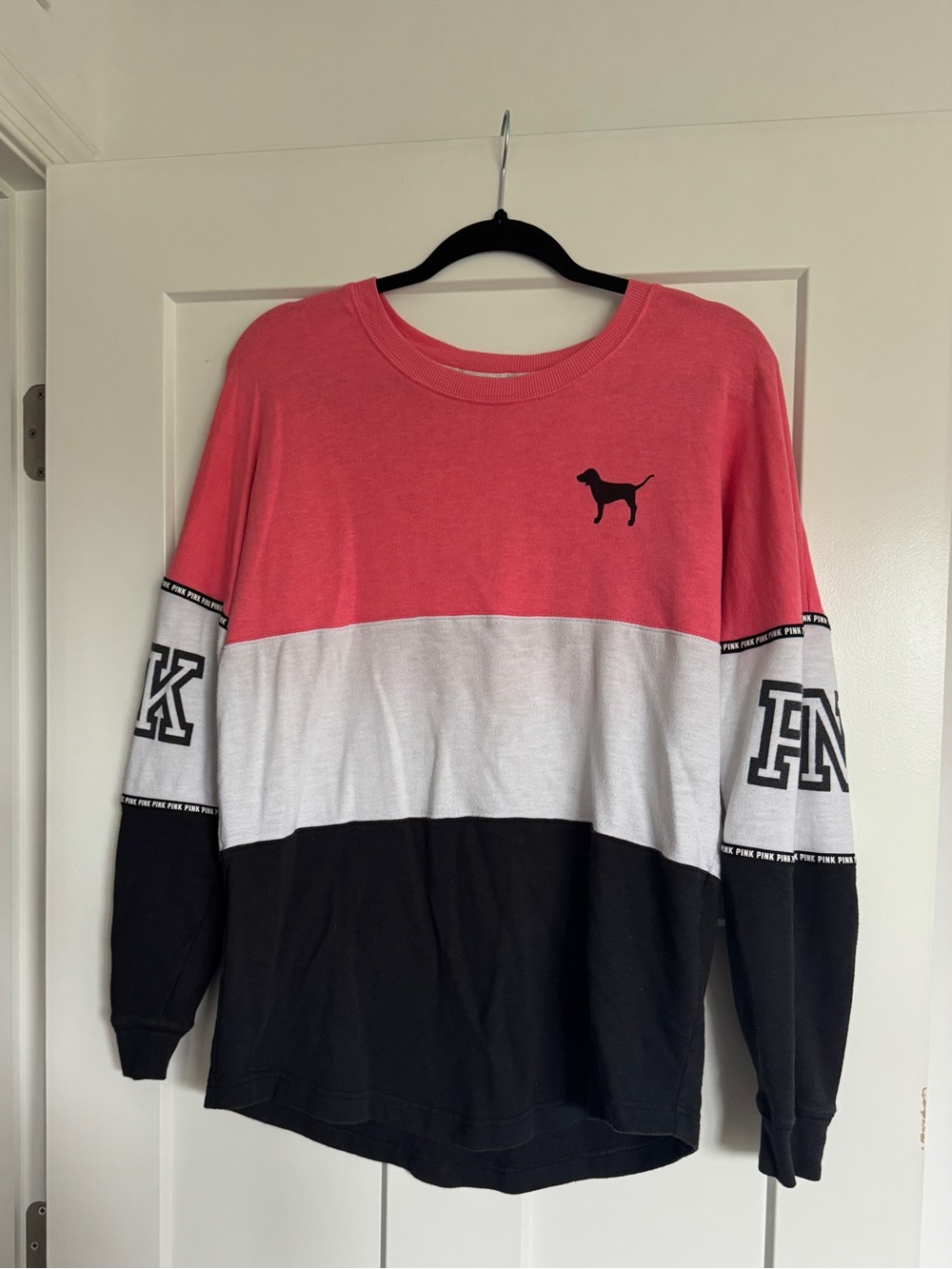 Pink, White & Black Colorblock PINK Long-Sleeve Sweater